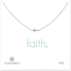 Dogeared Faith Small Sideways Cross Necklace 18" Sterling Silver